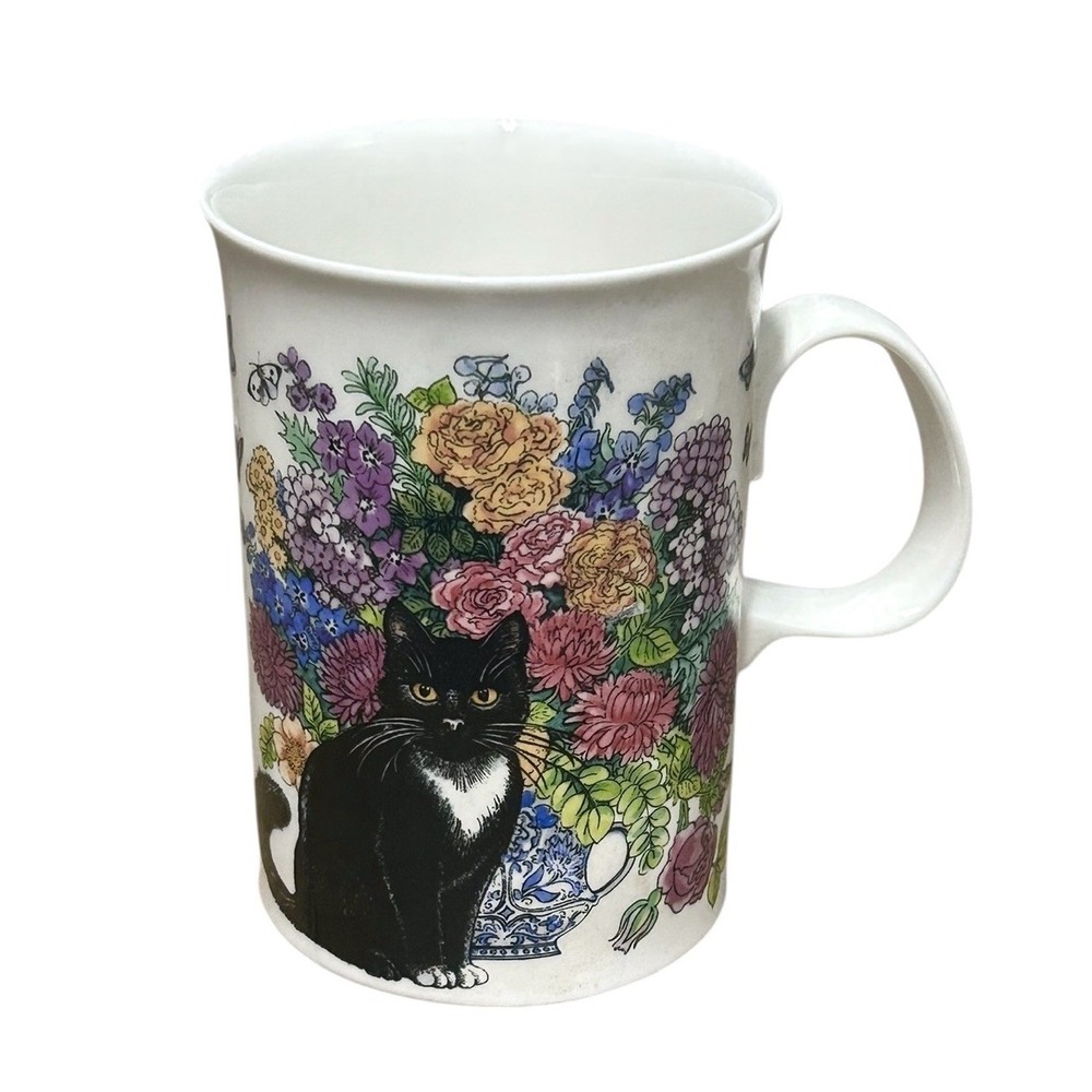 Dunoon Sophisticats Mug Sue Scullard Floral Garden Cats England Discontinued